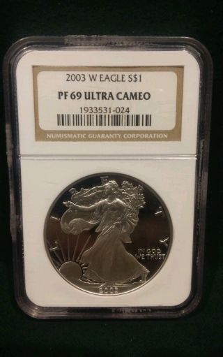 2003 - W Proof Silver American Eagle Pf - 69 Ucam Ngc photo