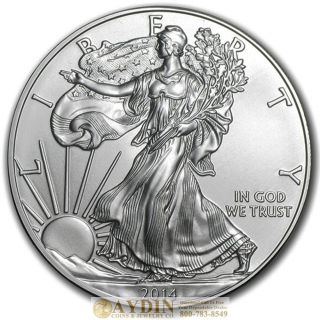 2014 1 Oz American Silver Eagle Gem Bu Coin 1 Troy Ounce 999 Fine Silver photo