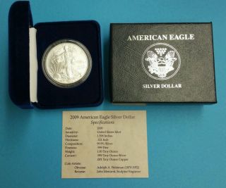 2009 - American Eagle 1oz Silver Coin (uncirculated) W/boxes And photo
