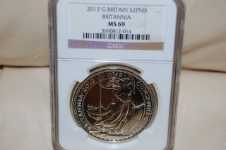 Great Britain 2012 Fine Silver Britannia Ngc Ms69 Scarce Year photo