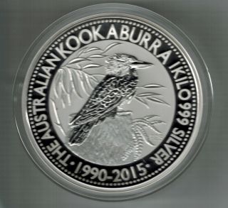 2015 Australia 1 Kilo Silver Kookaburra 25th Anniversary $30 1 Kg Coin photo