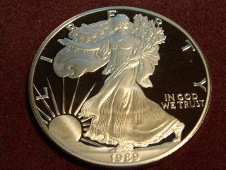 1989 - S Proof $1 American Silver Eagle 1 Oz Clearance photo