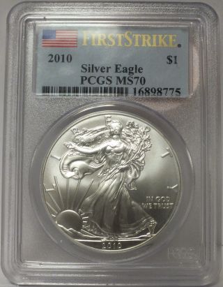 2010 - P Pcgs Ms70 Certified Silver Eagle Dollar - Philadelphia Jm423 photo