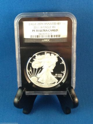 2011 American Silver Eagle Proof Ngc Certified Pf 70 Ultra Cameo Retro Blk Label photo