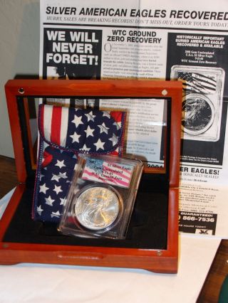 2001 $1 Silver American Eagle Pcgs Wtc Recovery 9 - 11 - 01 - - Ground Zero photo