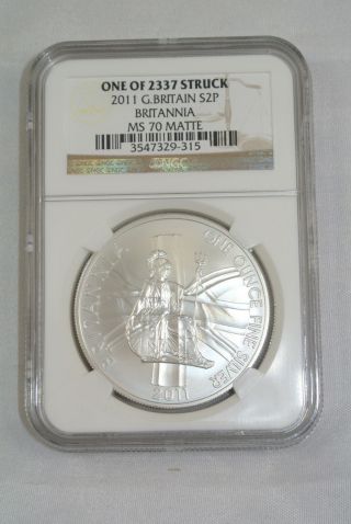 2011 Great Britain Britannia Silver Coin Ngc Ms70 Matte 1oz One Of 2337 Struck photo