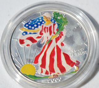 2000 American Eagle Silver $1 Colorized Obverse/reverse - Bu - Km - 273 - 999 - photo