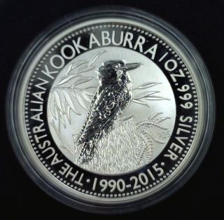 2015 Australian Kookaburra $1 1oz.  999 Fine Silver Gem Bu 25th Anniversary photo