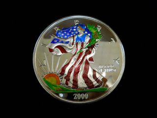 A Giant Half Pound Hand Painted.  999 American Silver Eagle W/ (year 2000) photo