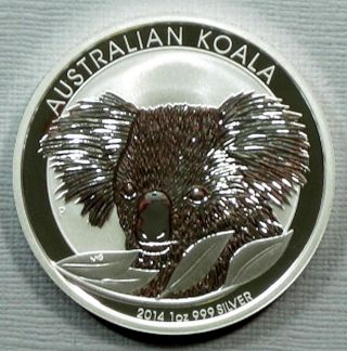2014 Australia 1 Ounce Silver Koala Royal Australian Perth Nr photo