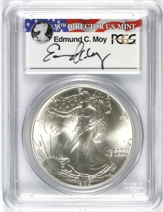 1986 Silver American Eagle $1 Pcgs Ms69 Edmund C.  Moy Signature photo