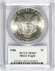 1986 Silver American Eagle $1 Pcgs Ms69 Edmund C.  Moy Signature Silver photo 1