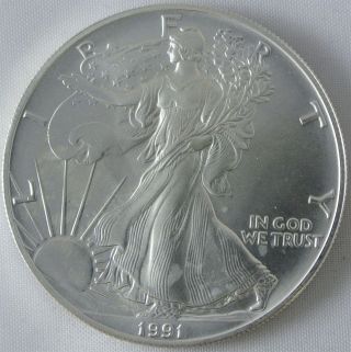 1991 American Eagle Silver Dollar S$1 - Milky Spots photo