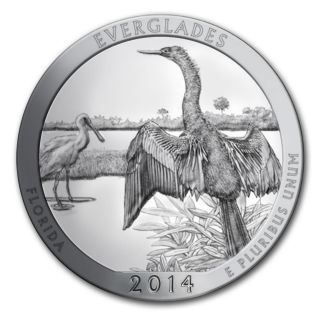 2014 5oz Atb Everglades National Park,  Fl Silver Coin Fast Ship photo