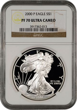 2000 P $1 Ngc Pf70 Ucameo American (proof Silver Eagle) - Pf70 Rare.  999 1 photo