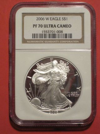 2006 P 1 Oz.  Ngc Pf70 Ultra Cameo Proof American Silver Eagle - Perfect (014) photo