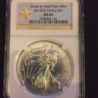 2013 (w) - $1 Silver Eagle - West Point - Ms69 photo