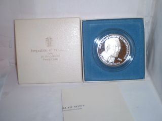 1971 Panama Sterling Silver Proof 20 Balboa Coin Franklin photo