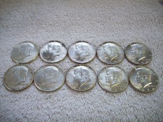 10 Kennedy 90 Silver Half Dollars (1964) photo