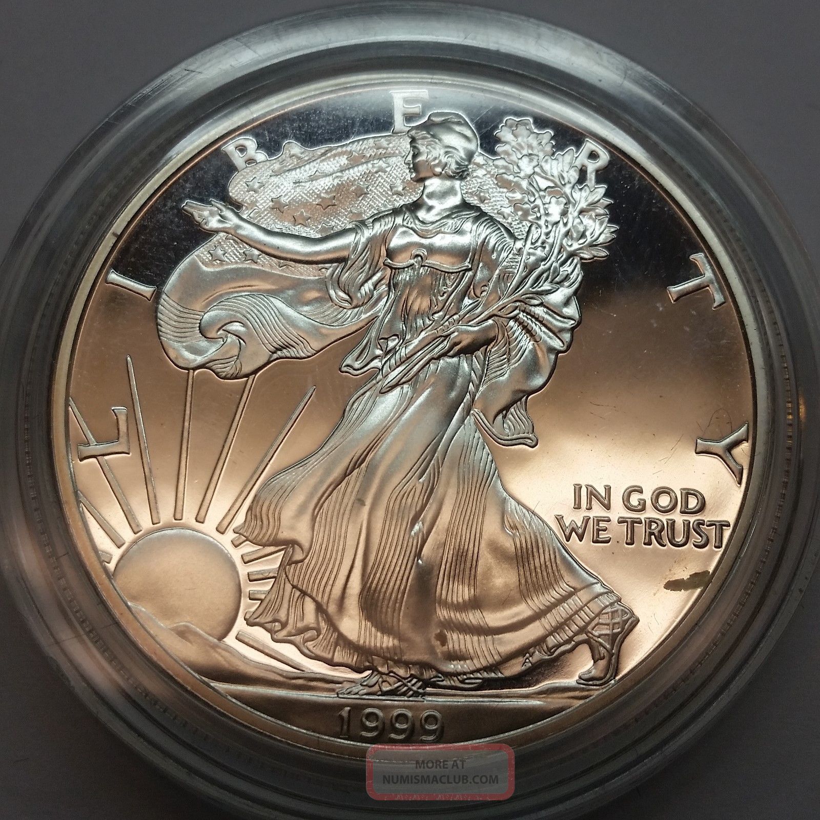 1999 Proof Silver Eagle With Capsule In Usa