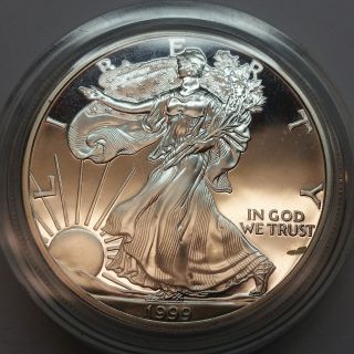 1999 Proof Silver Eagle With Capsule In Usa photo