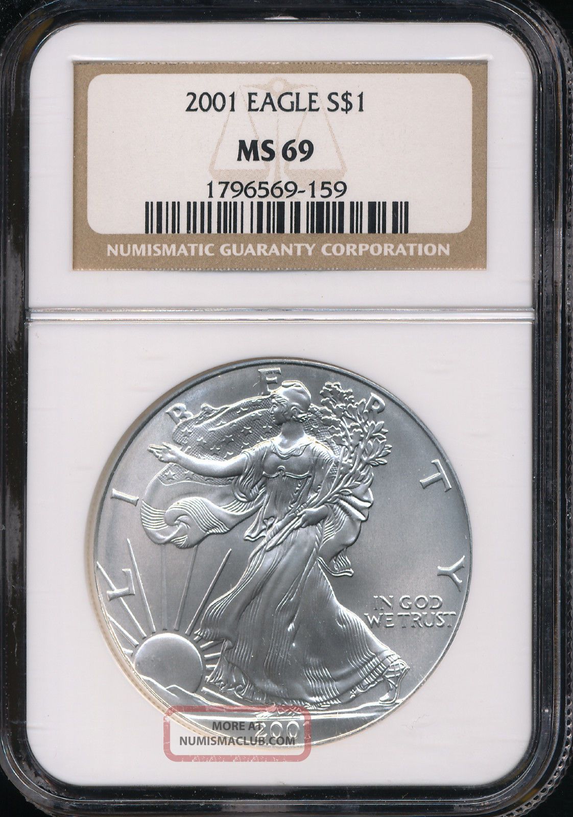 2001 Silver American Eagle Coin Ngc Ms 69 Aeg1776 2001-silver-american-eagle-coin-ngc-ms-69-aeg1776