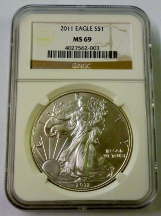 2011 Ngc $1 Ms 69 United States Silver Eagle 1 Oz.  999 Fine Silver photo