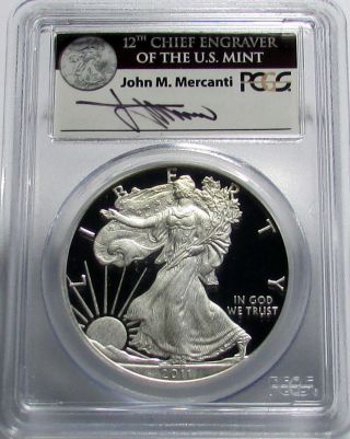 2011 - W First Strike Pcgs Pr70 Dcam Silver Eagle Proof - Mercanti Signed 1 Of 300 photo