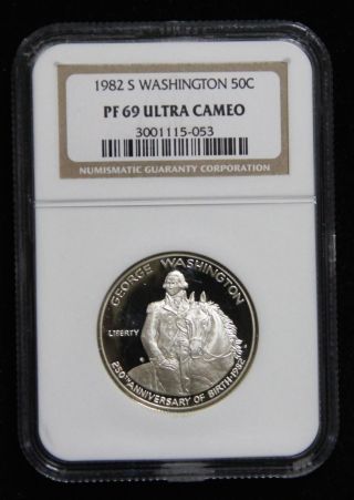 1982 - S George Washington Commemorative Silver Half Dollar Ngc Pf69 Ultra Cameo photo