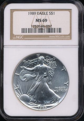1989 Silver American Eagle Coin Ngc Ms 69 Aeg1673 photo