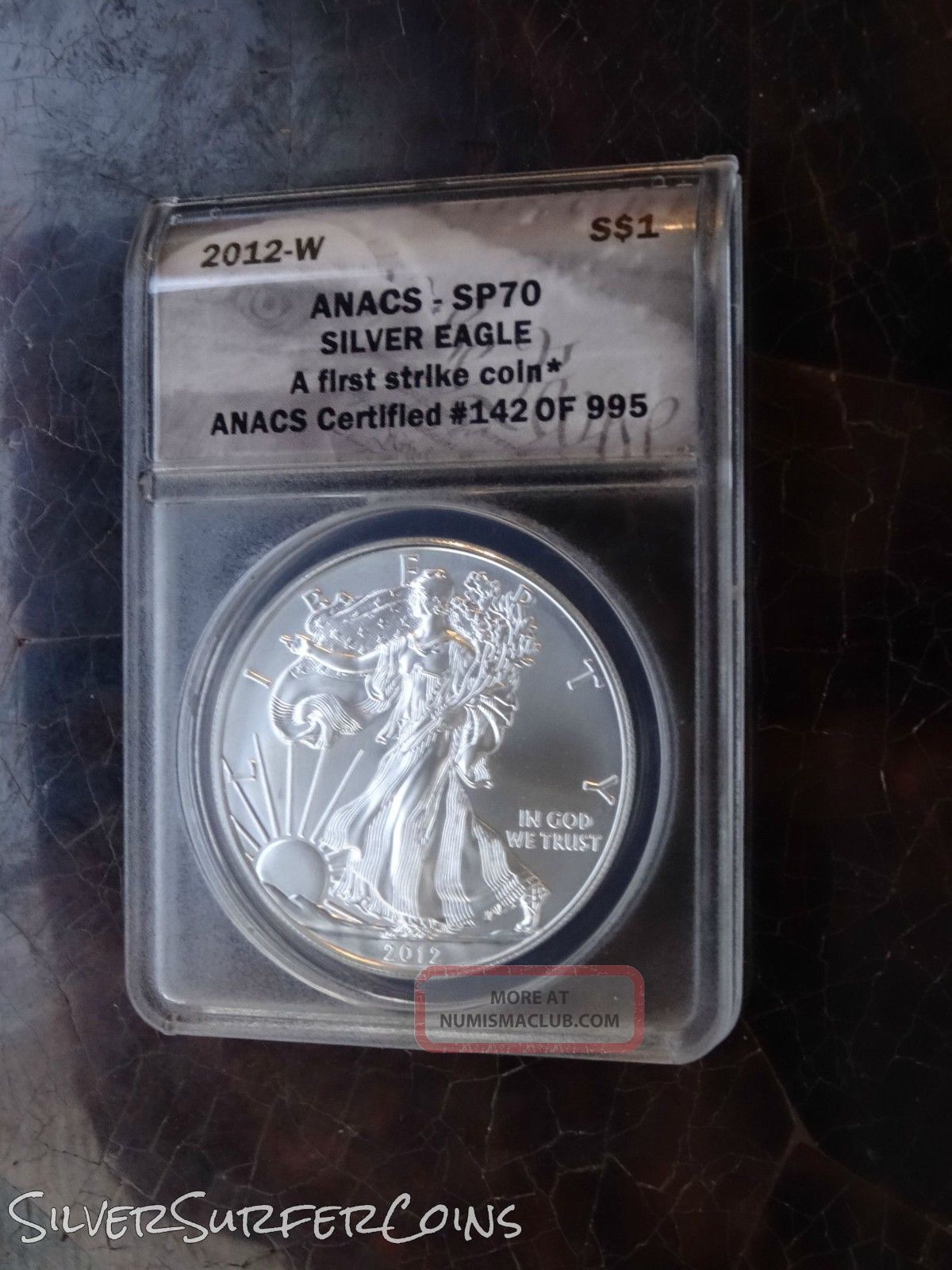 2012 W Burnished American Silver Eagle Anacs Sp70 / Ms70 First Strike Coin