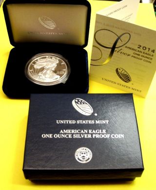 Us - Great Investment 1 Oz 2014 - W Silver Eagle Proof $1 Coin (es1),  Box/coa photo