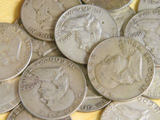 1 - 90 Silver Ben Franklin Half Dollar Coin photo