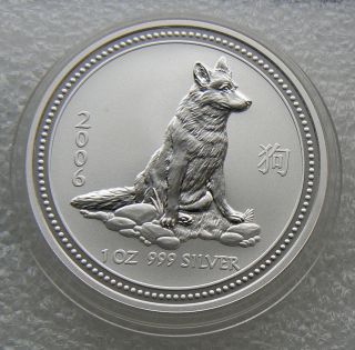 1 Oz Australia 2006 Silver Lunar Dog Coin photo