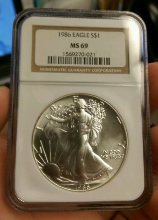 1986 Silver American Eagle (ngc Ms - 69) photo
