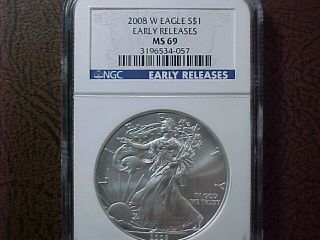 2008 - W Silver Eagle; Ngc Ms69; ' Early Releases ' photo
