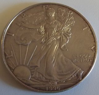 1996 1 Oz American Silver Eagle.  999 Bullion Coin Key Date To U.  S. photo
