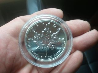1992 Canadian Five ($5) Dollar Silver Coin.  1oz.  999 Fine Silver photo