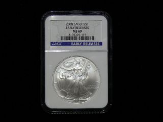 2008 Early Release Ms69 Blue Label American Silver Eagle photo