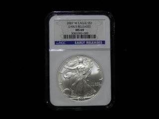 2007 Early Release Ms69 Blue Label American Silver Eagle photo