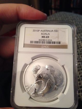2010 P Austrailian Koala Ngc Ms 69 1 Oz.  999 Fine Silver photo