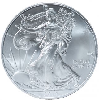 2014 U.  S.  1 Oz Fine Silver Eagle (brilliant Uncirculated) photo