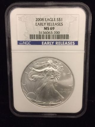 2008 American Silver Eagle - Ngc Ms 69 - Early Releases photo