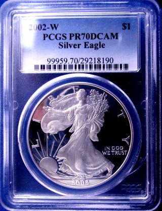 2002 W Pr 70 Pcgs Certified Deep Cameo American Silver Eagle Proof - Perfect photo