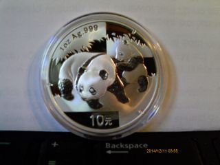 2008 Unc Chinese Panda 10 Yuan 1 Oz Silver Proof Coin - photo