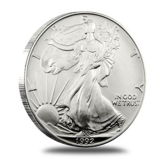 1992 American Silver Eagle Ase Bu Coin photo