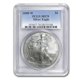 2008 - W Burnished Silver American Eagle Coin - Ms - 70 Pcgs - Sku 56285 photo