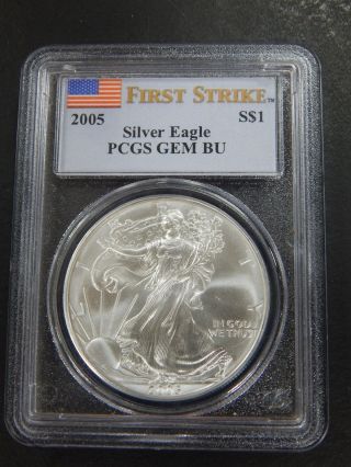 2005 American Silver Eagle Pcgs First Strike Gem Bu Uncirculated $1 Dollar Coin photo