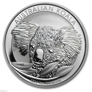 2014 1 Oz Silver Australian Koala Coin - Gem Brilliant Uncirculated - Perth photo