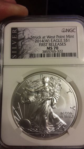 2014 (w) American Silver Eagle Coin Ngc Ms70 First Releases photo